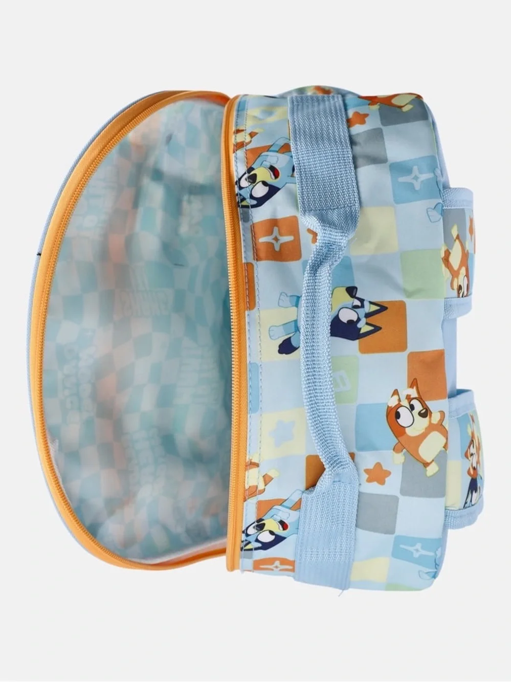 Bluey Cartoon Print Kids Backpack in Light Blue and Mustard W